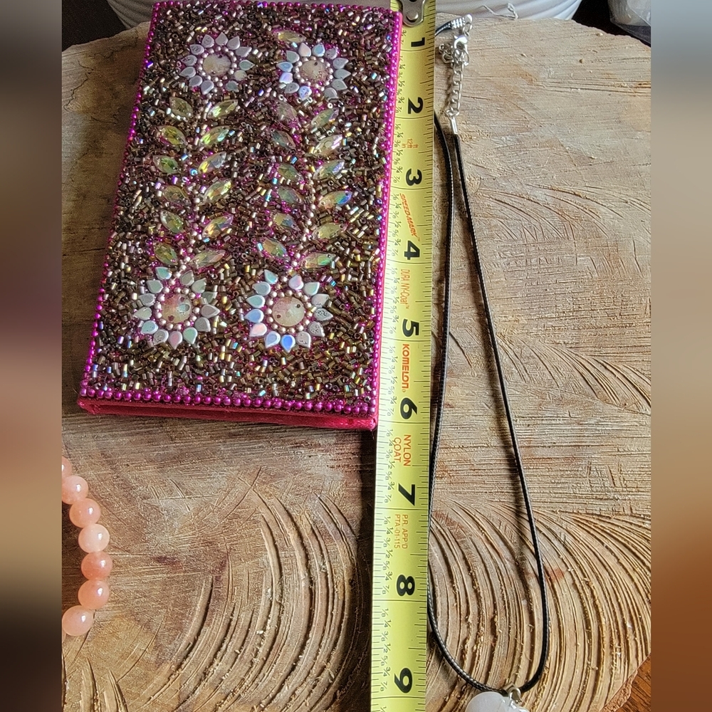 HANCRAFTED Beaded Floral Journal, Carnelian Bracelet & Rose Q. Necklace Set - Picture 7 of 7